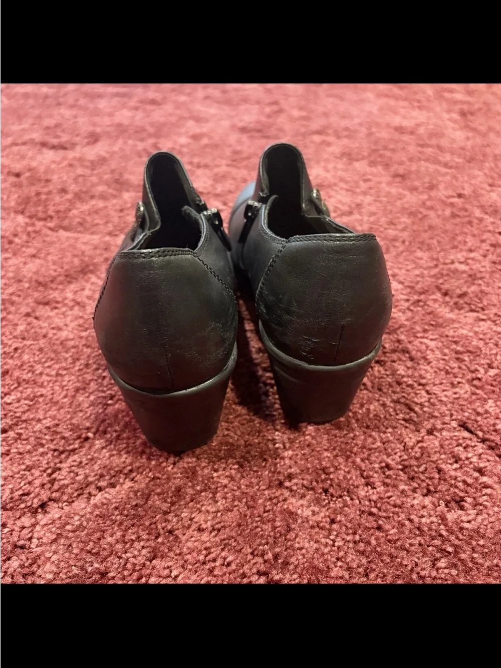 Clarks Black Slip-On Leather Ankle Boots